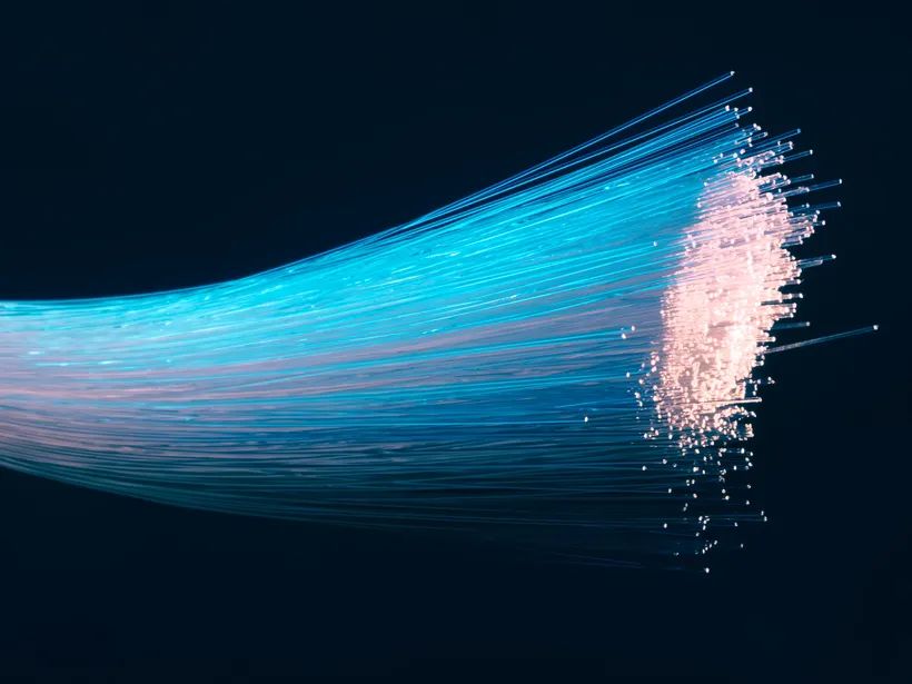 A bundle of more than a hundred optical fibers, each about the thickness of a hair.